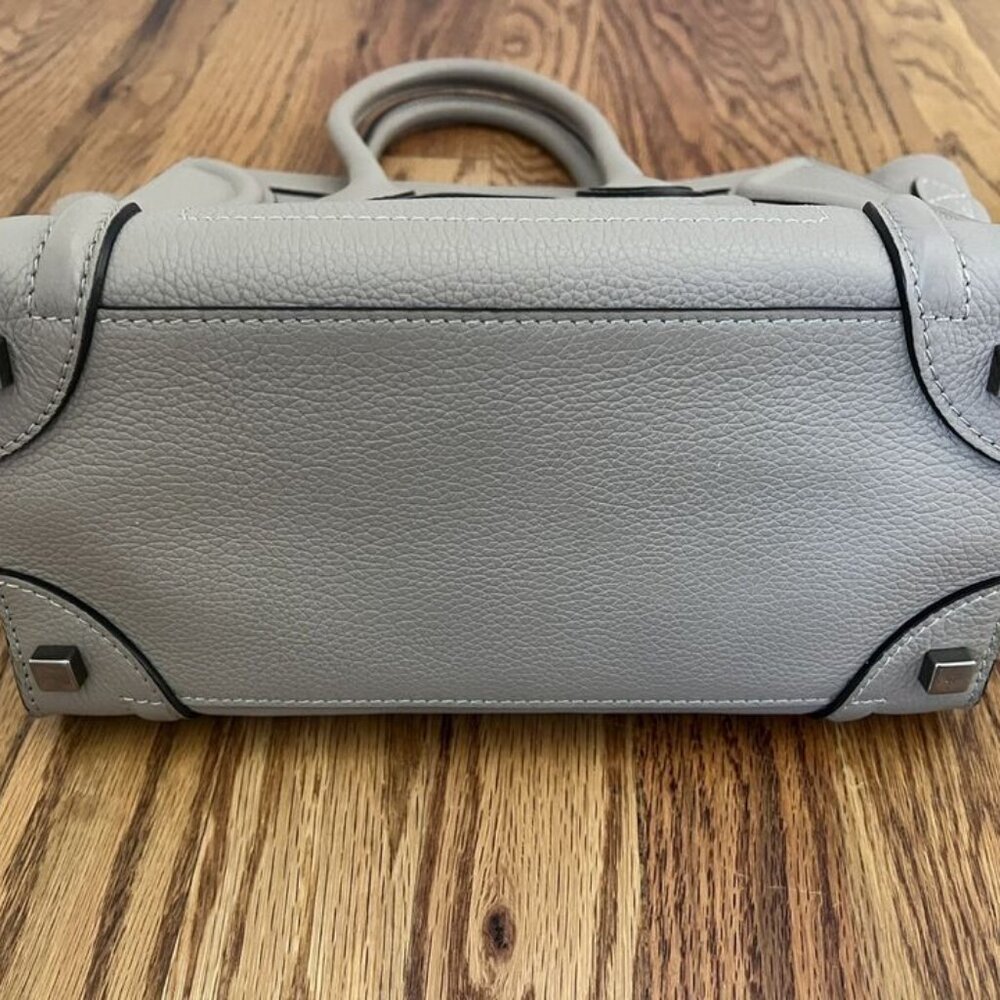 CELINE Gray Leather Drummed Grained Mini Luggage Tote Bag - Picture 10 of 11